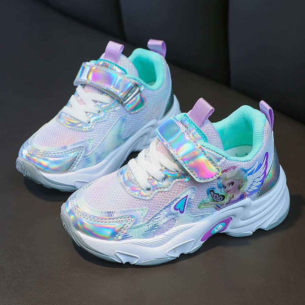 Весенние новые детские повседневные кроссовки Disney для девочек дышащие с принтом
