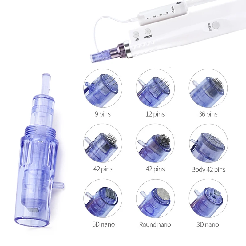 

9/12/36 Pin Microneedle Cartridges Needles with Syringe Tube 10pcs for Mini Hydra Gun Mesotherapy Injector Auto Derma Stamp Pen