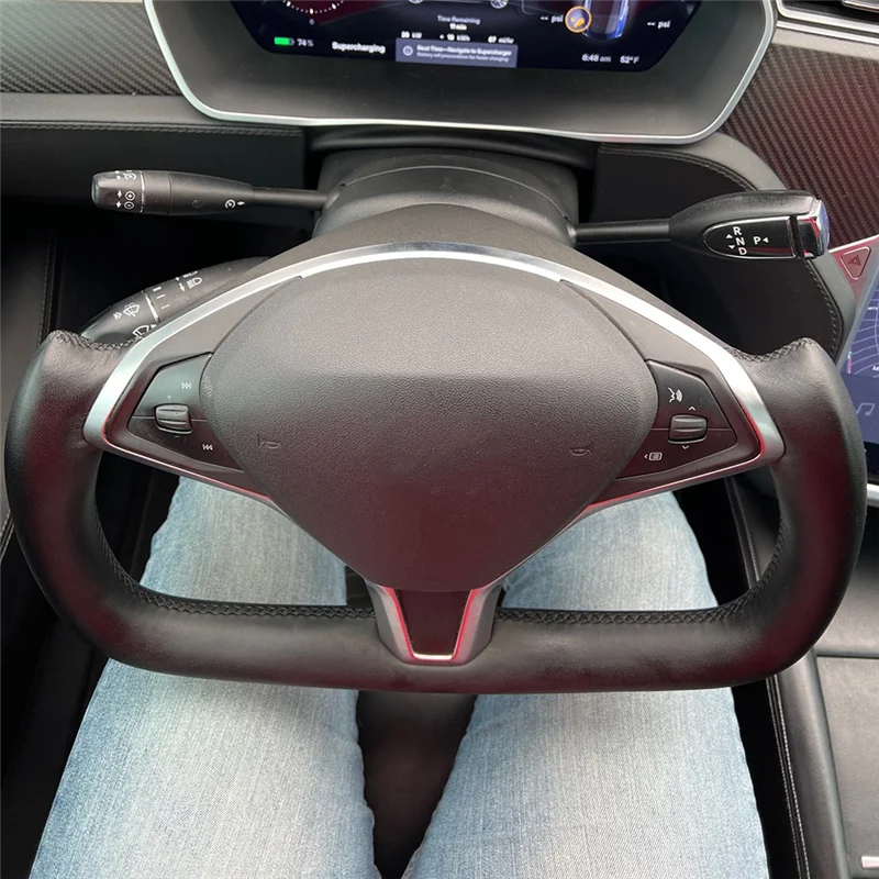 

Yoke Racing Custom Style Steering Wheel Leather for -Tesla Model X Model S with Heated
