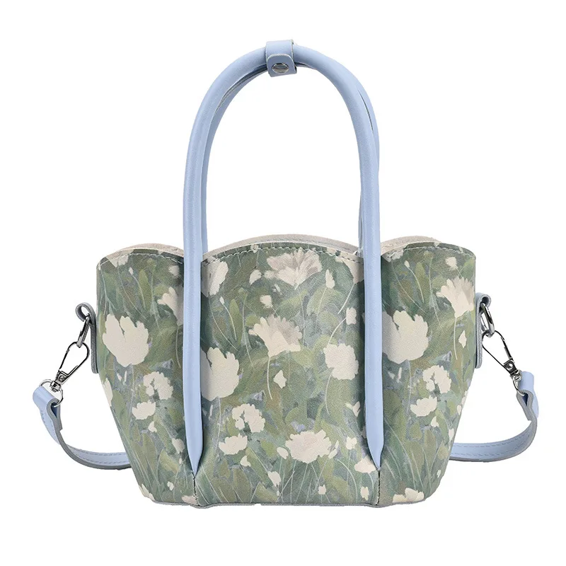 

Fashion hand-woven woven bag luxury woven leather printing large-capacity shoulder bag ladies PU knotted handle casual hand