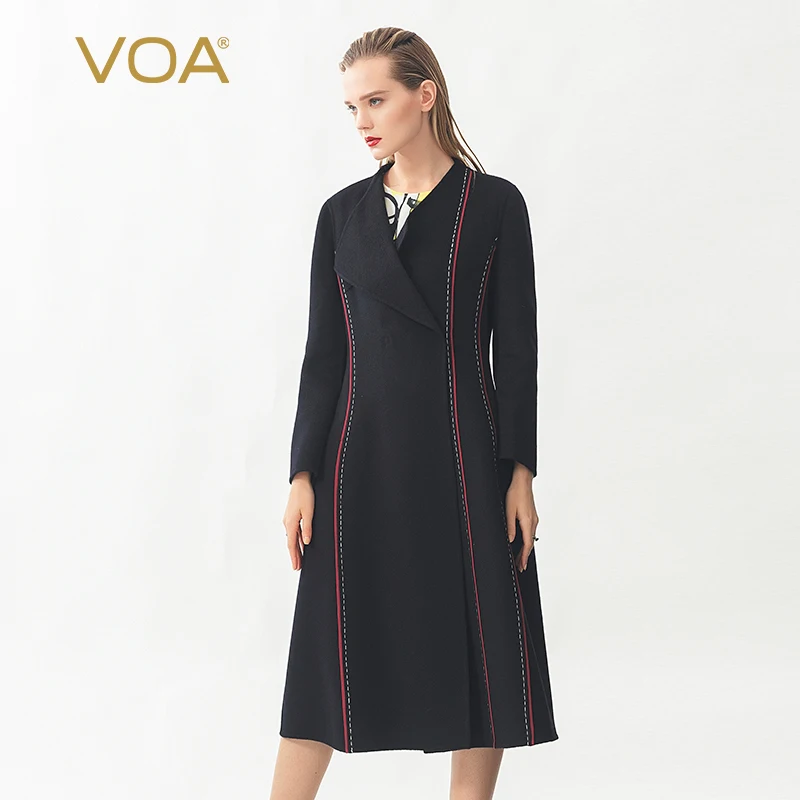 

VOA Fine 14.75 Micron Small Cashmere Metal Hidden Button White Arch Pin Red Rolloff Double-Sided Slim Cashmere Coat Winter S713