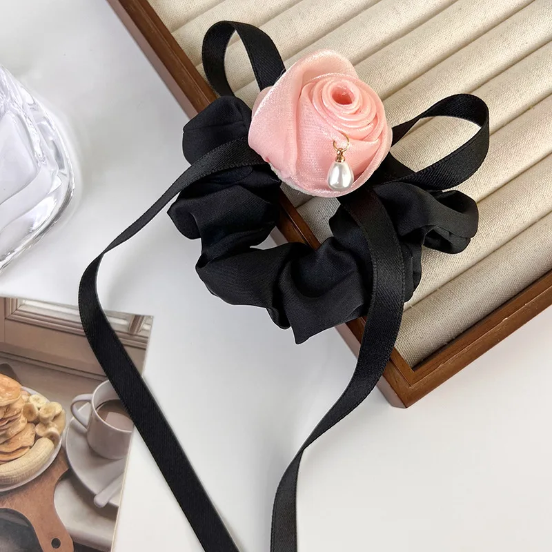 Корейская версия новый тренд тканевые Завязки для волос с розовой лентой