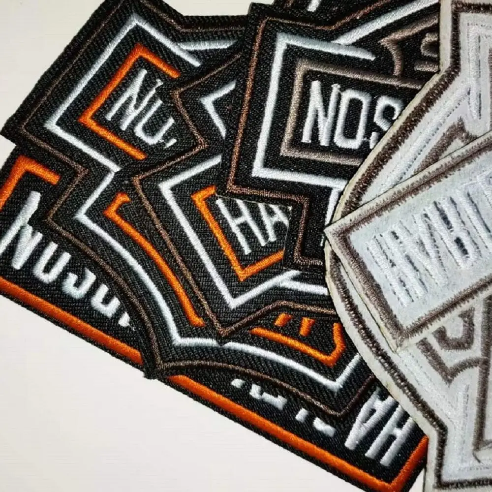 

Motorcycle Brand Logo Letter Patch For on Cycling clothes Ironing Embroidery Patches Appliques Backpack Coat Back Sticker Badge