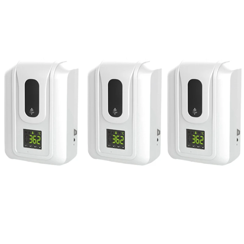 

Automatic Touchless Wall Mounted Soap Dispenser,Induction Infrared Sensor Measurement Thermometer Alarm 3L