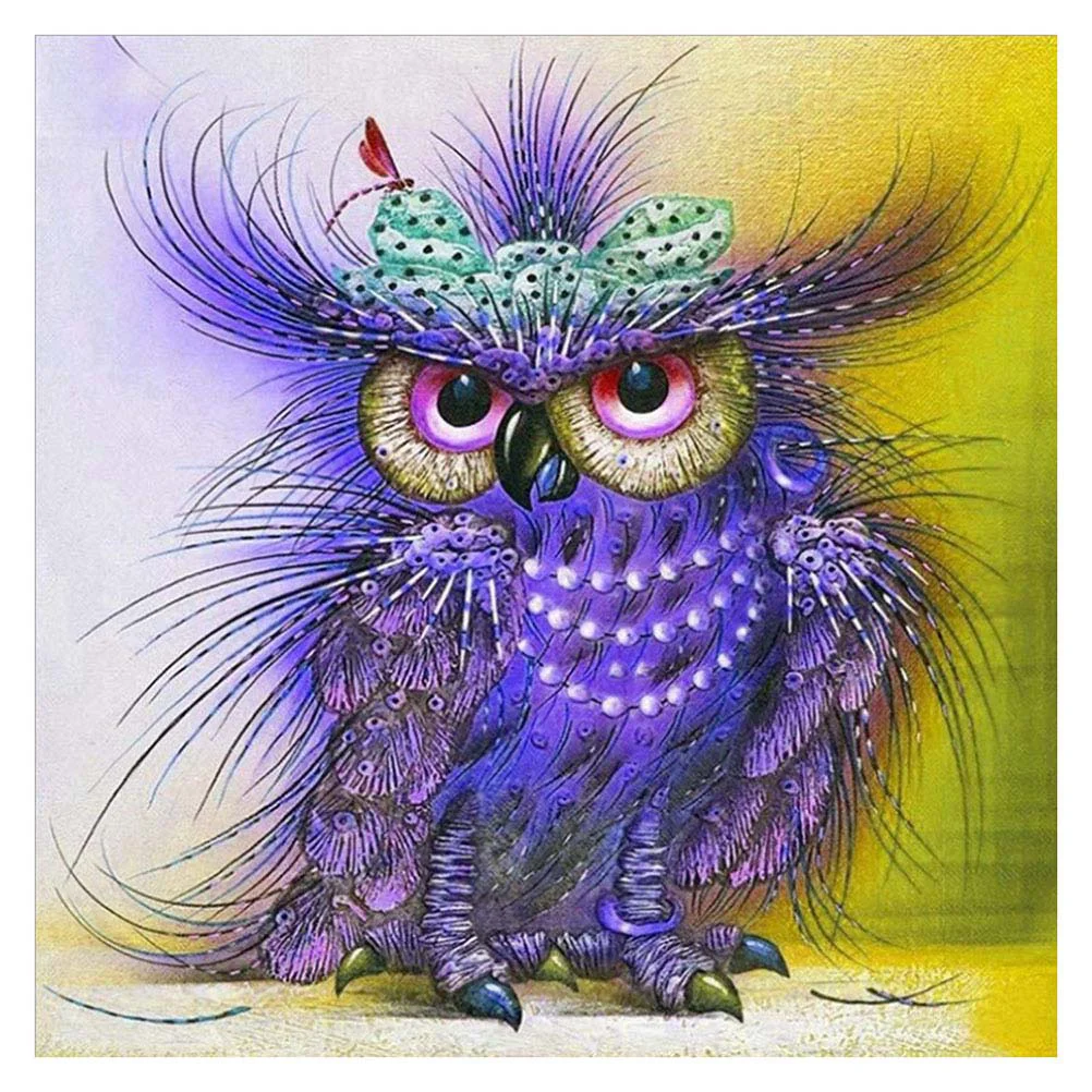 

5D DIY Unframed Diamond Embroidery Painting of Purple Owl Handmade Cross Stitch Printing Craftwrok