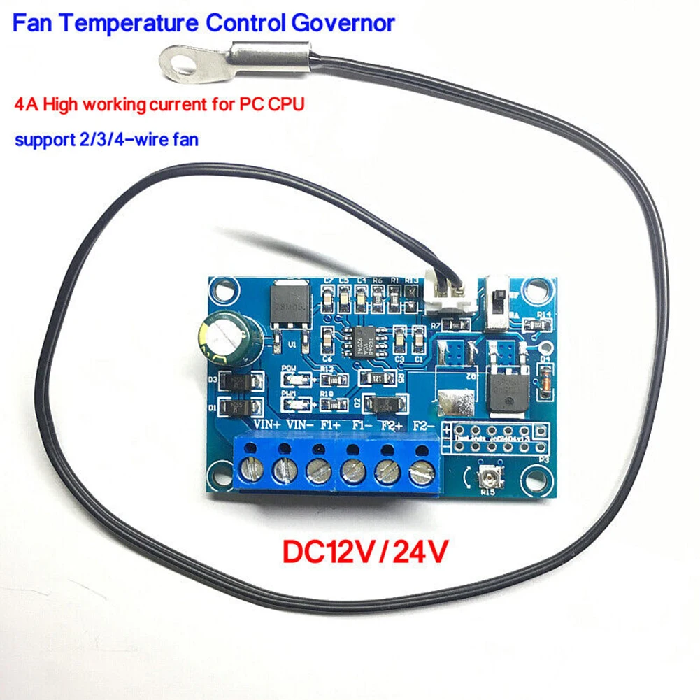 

DC 12V 24V 4A 2-Way 55*35*20mm Automatic PWM PC CPU Fan Temperature Control Speed Controller Drives & Motor Controls