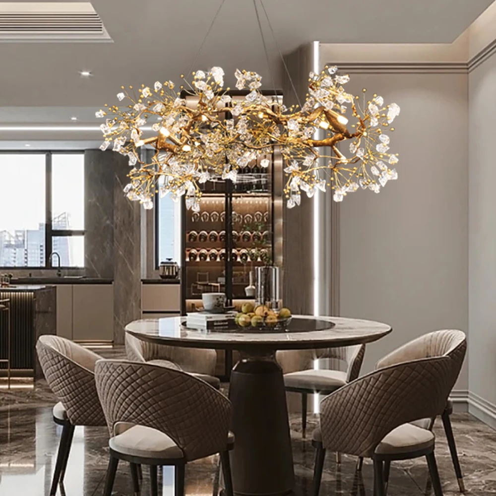 

Роскошная люстра с цветами, медная люстра для столовой, Золотая декоративная лампа для гостиной