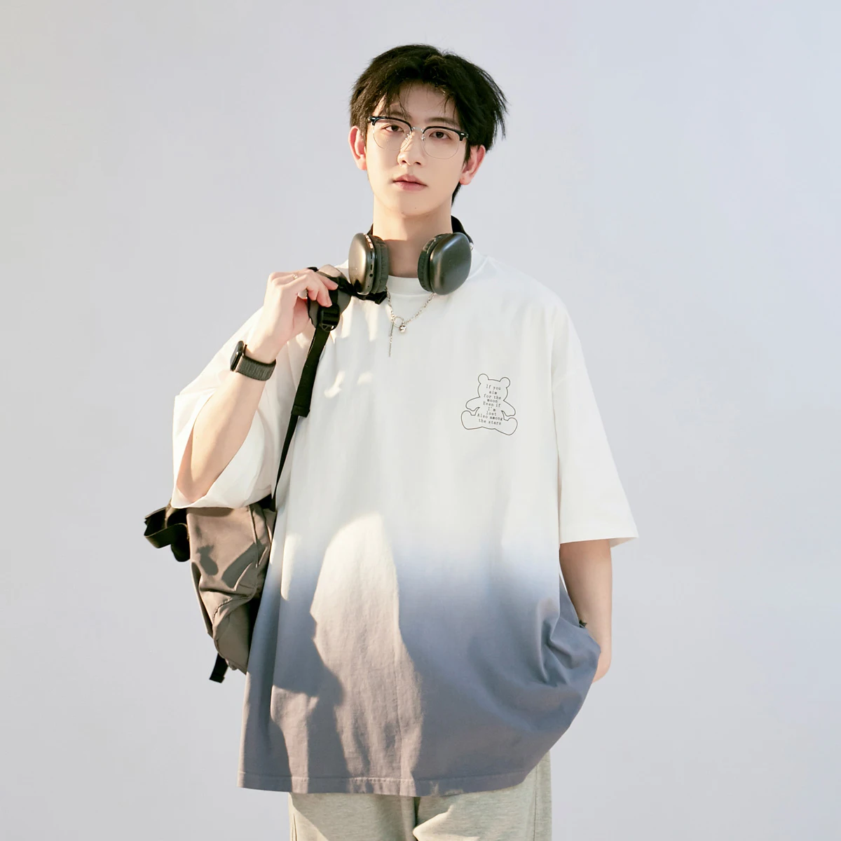 Senma up's Cotton ZLiME Type Heavy Short sleeve T-shirt Men's Summer Neutral Wear Three-Quarter Sleeve |