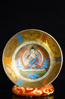 8tibetan temple collection old bronze gilt color drawing shakyamuni buddha sound bowl prayer bowl buddhist utensils town house