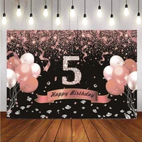 rose gold 5th backdrop glitter balloon baby shower girls 5 years old birthday party photo background photo studio prop banner