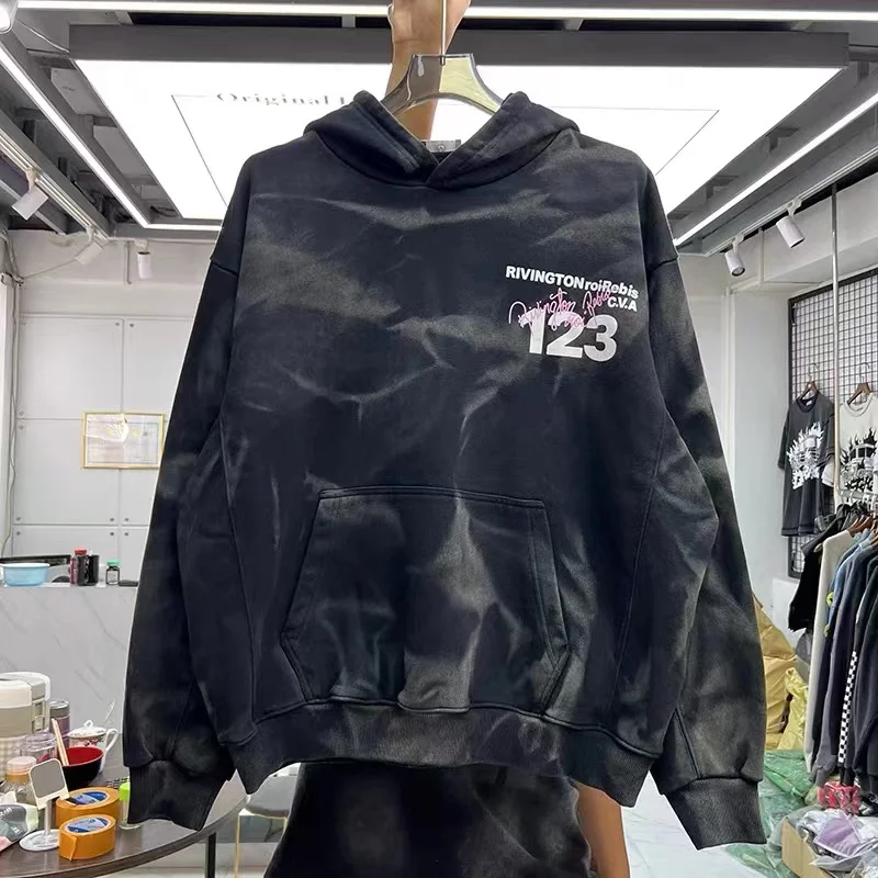

WASH washed faded digital print hoodie