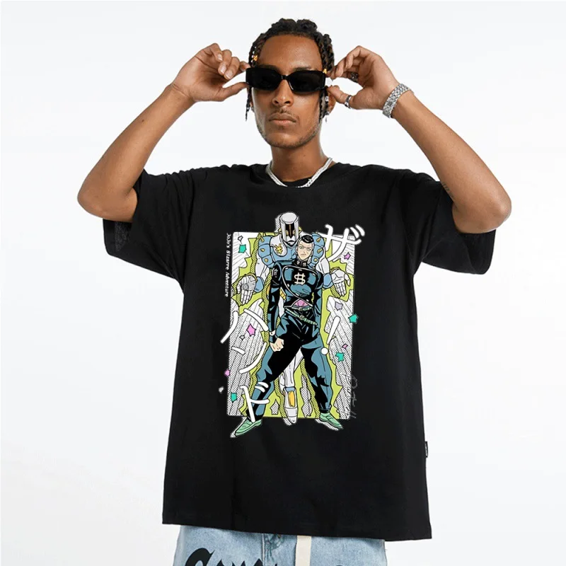 

Футболка унисекс с аниме «невероятный юджо», уличная одежда с круглым вырезом и коротким рукавом для мужчин и женщин, с изображением каменн...