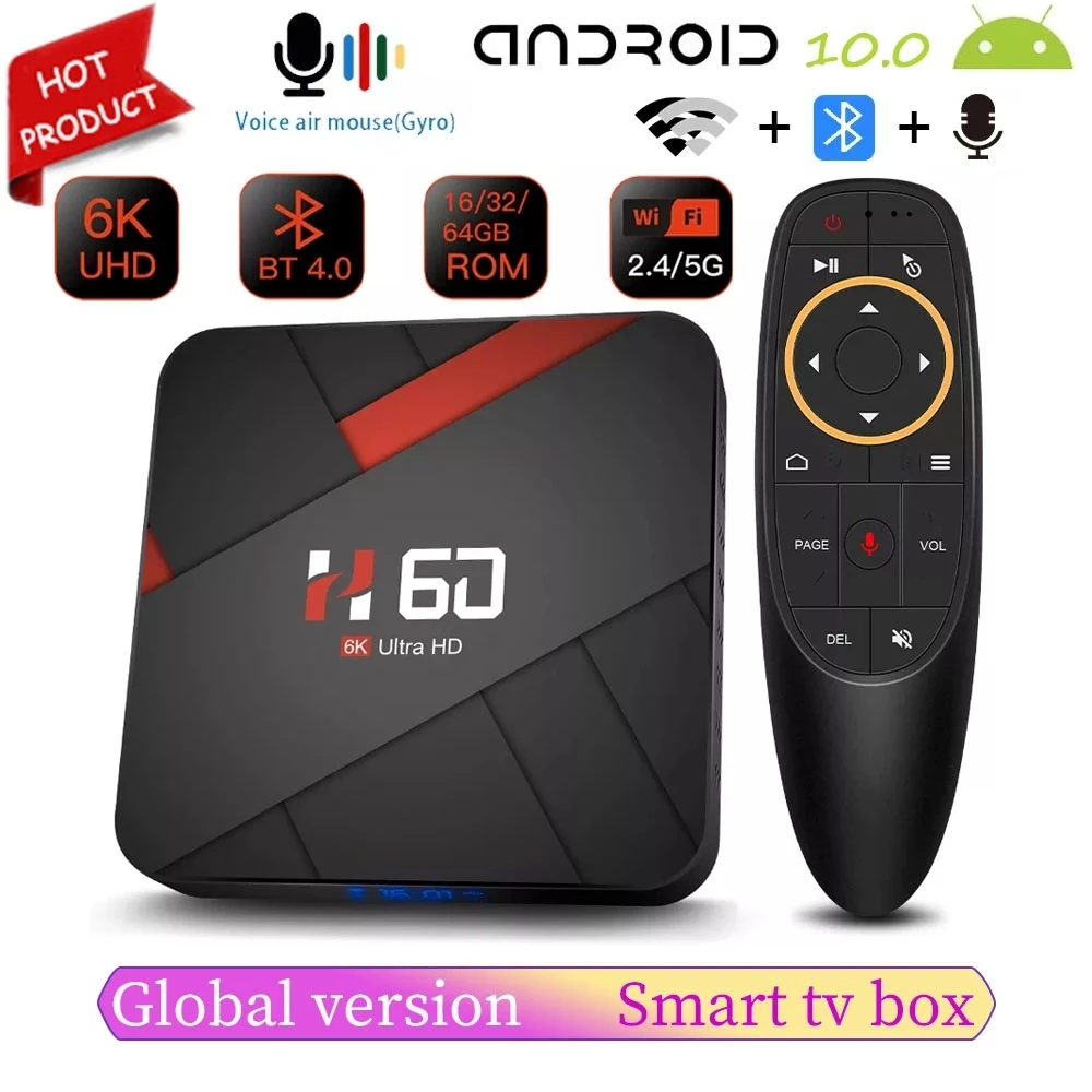 

Приставка Смарт-ТВ, Android 1080, 4 + 64 ГБ, 6K, 2,4 P, Wi-Fi