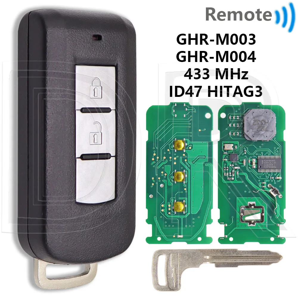 

Отличный чип ID47 GHR-M003/M004 M013/M014, 433 МГц, автомобильный дистанционный ключ для Mitsubishi Xpander Eclipse Cross Pajero Sport L200 Montero