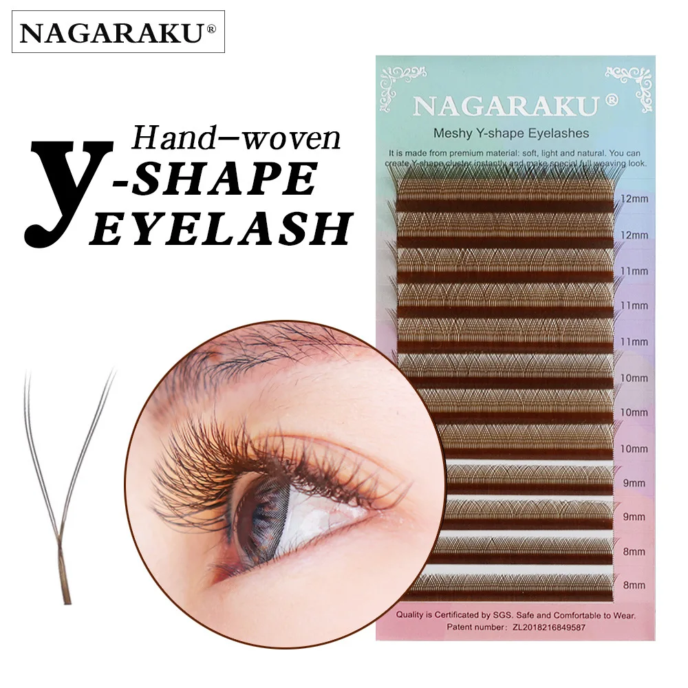 

Nagaraku Caramel Y-Shaped Grafting Eyelashes 0.07 Coffee Dark Brown Y Soft Natural Thick Blooming Eyelashes