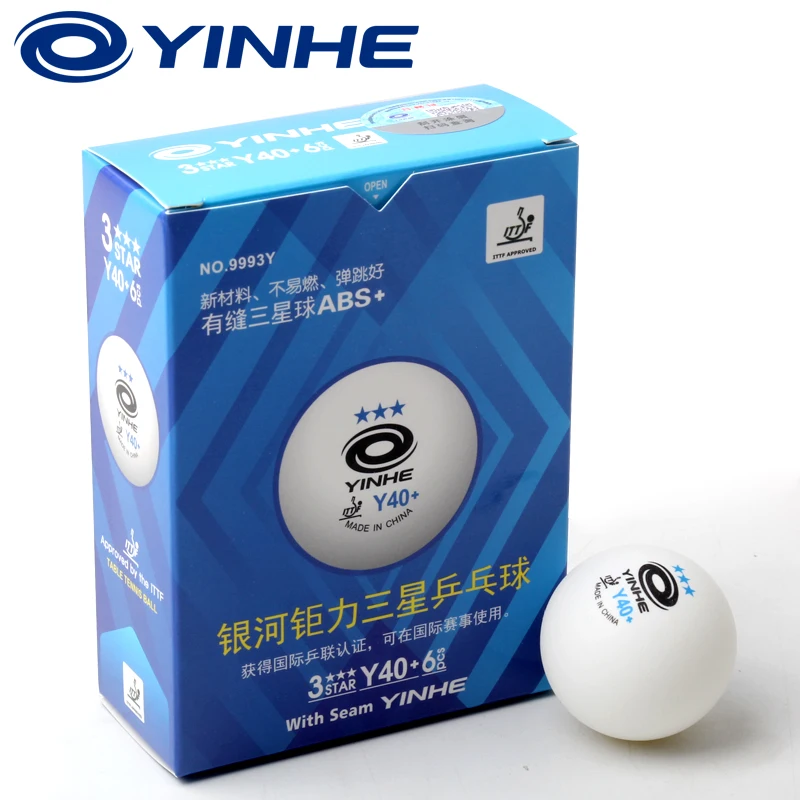 

6balls YINHE 3-Star Seamed Table Tennis Balls Plastic 40+ Y40+ ITTF Approved White Poly Ping Pong Balls