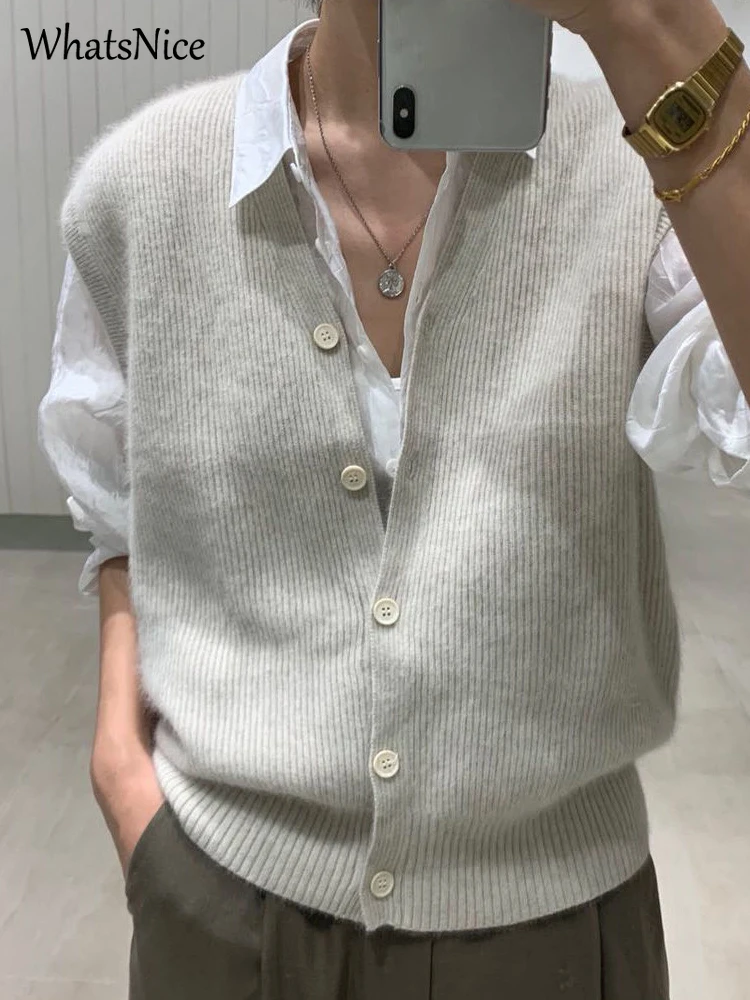 

New Korean Fashion Girls Vintage Sweater Vest Women Casual Warm Oversized Knitted Vest Female Lady OL Nice Woman Sweaters Vests