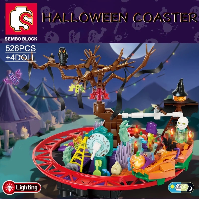 Конструктор SEMBO Хэллоуин подставка игрушки кирпичи тыква освещение строительные