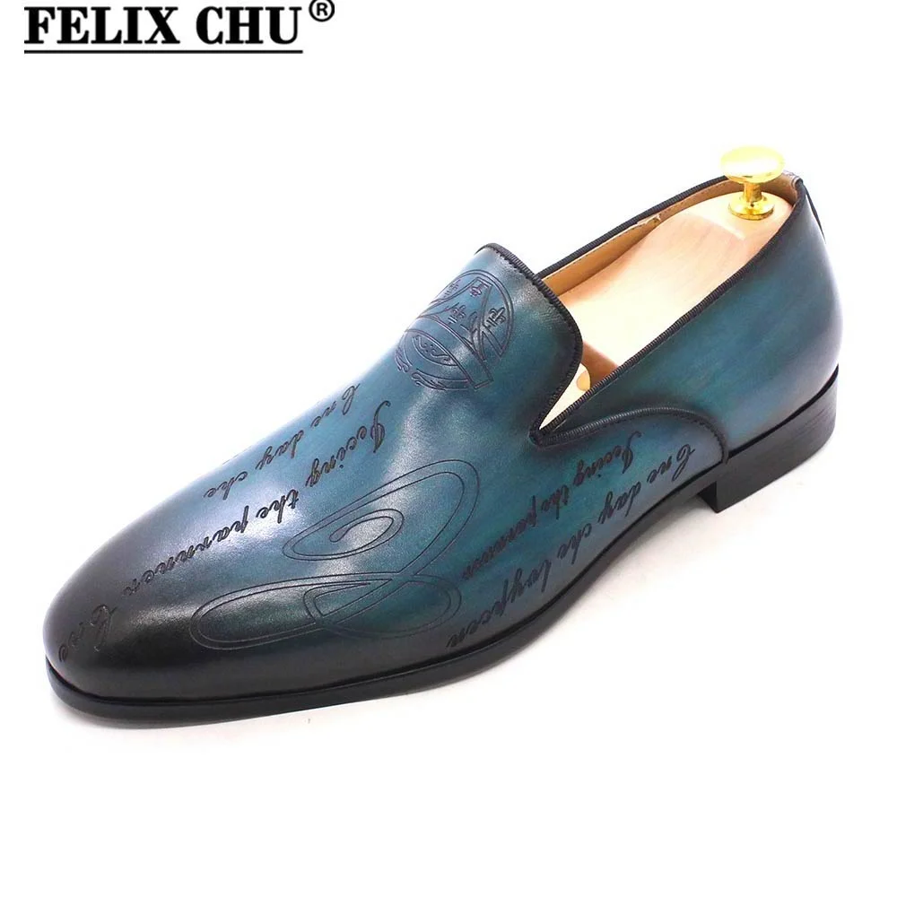 

Italian Style Hand Painted Letter Men Shoes Genuine Cow Leather High Quality Formal Dress Shoes Loafers Business Wedding Shoes