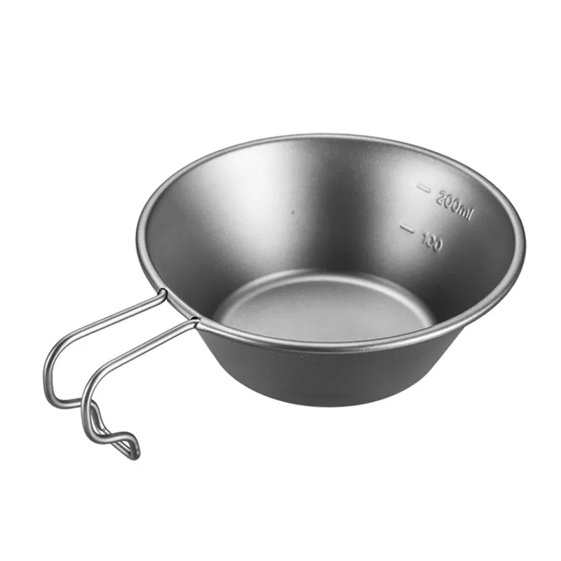 

Outdoor pure titanium snow pull bowl camping cookware with scale portable titanium alloy tableware can be hung