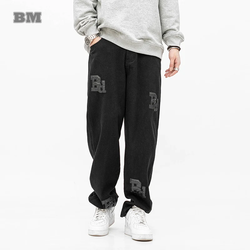 Джинсы мужские кожаные в стиле хип-хоп |