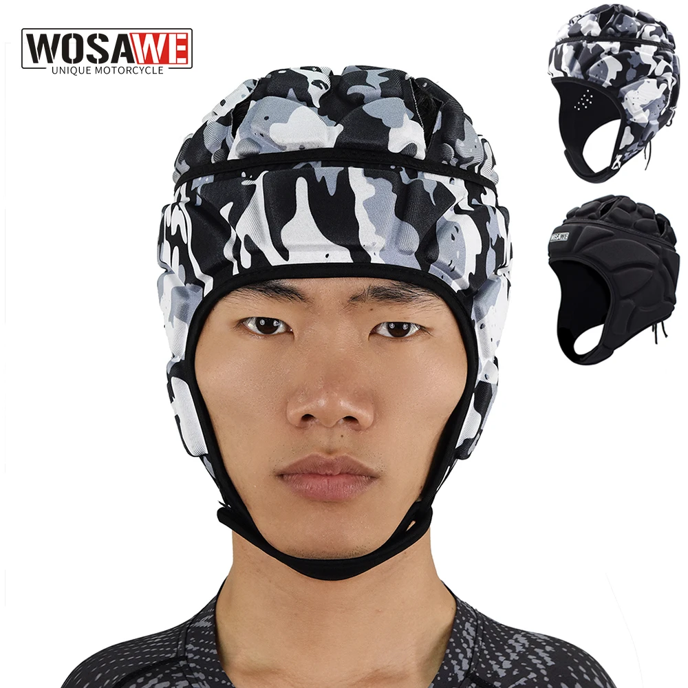 

WOSAWE Adjustable Rugby Helmet EVA Padded Headgear Football Goalkeeper Soft Head Protective Helmet Protector for Youth & Adults
