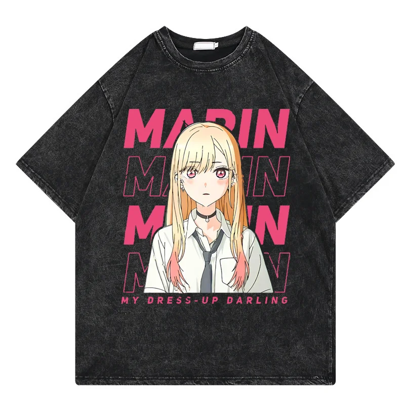 

My Dress up Darling T Shirt Men Harajuku Short Sleeves Washed T-shirt Anime Manga Tees Streetwear Oversized Tshirt