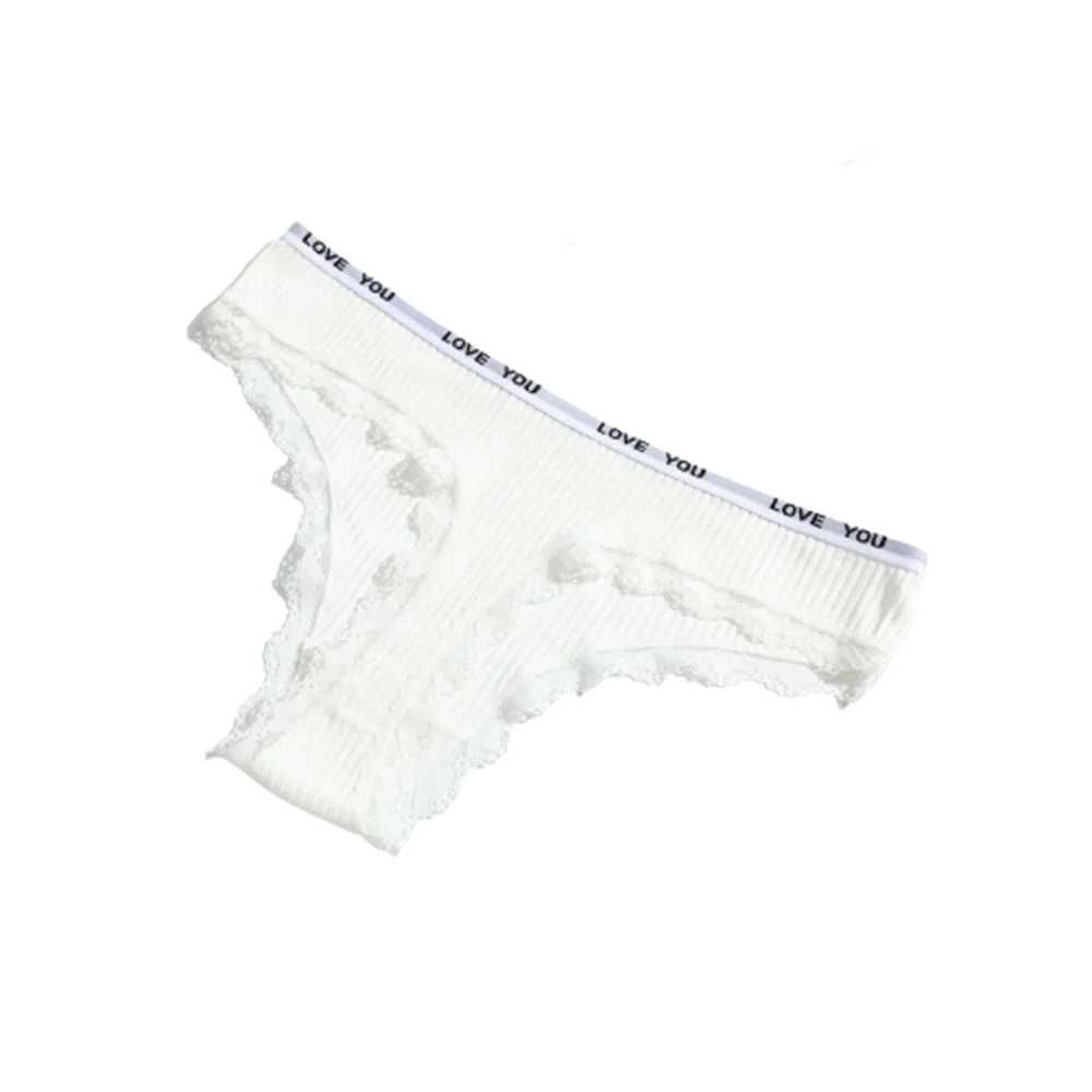 1Pcs 15 Color Letter Lace Panties Women Solid Underwear Cotton G String Thongs Female Low Waist Sexy Intimate Lingerie Hot Sex