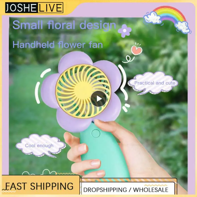 

Long Battery Life Portable Small Fan Handheld Mini Fan Flower Shape Low Power Consumption White Cooling Fans Summer Supplies
