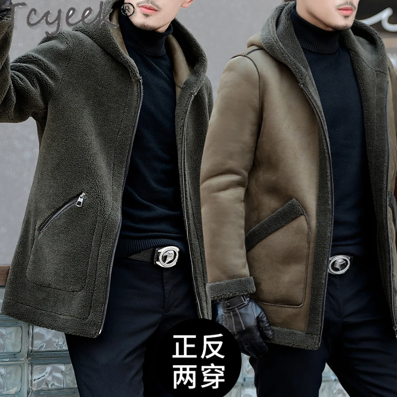 

Tcyeek Winter Fur Coat Men Reversible Sheep Shearling Fur Coats Mens Jackets Casual Warm Male Suede Fur Jacket Chaquetas Lq745