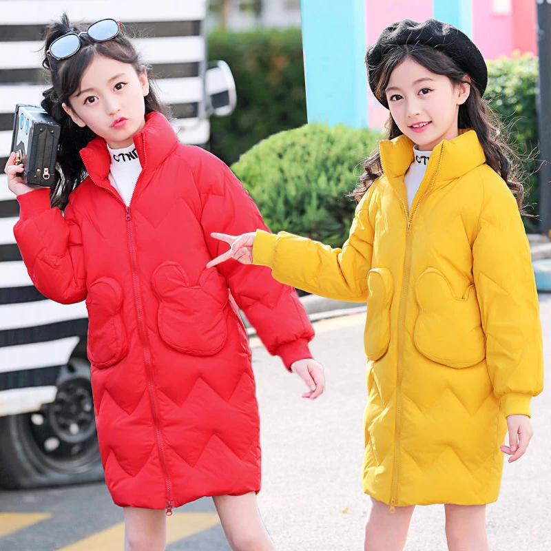 

3-12 Years Big Girls Jacket Warm Winter Jacket For Kids Parka Snowsuit Fashion Long Style Girls Coat Children Outerwear Clothing