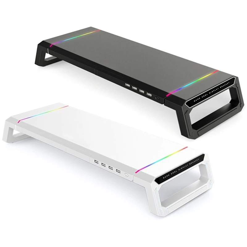 

T1 Monitor Organizer Holder Bracket Stand Riser RGB Charging Desk for Laptop Computer Home Office