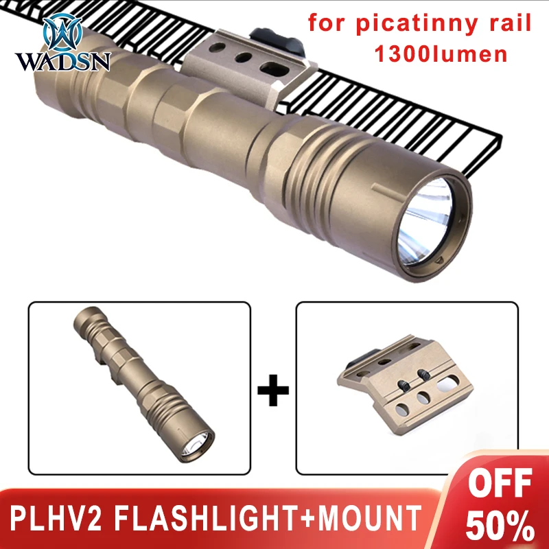 WADSN Modlit PLHv2 Hunting Weapon Scout Light Base for M-lok Keymod Picatinny Mount Metal Tactical Flashlight DualPressureSwitch