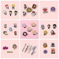 2 6pcssets suits hunterxhunter demon slayer enamel pins anime characters brooches badge gift for fans friends jewelry wholesale