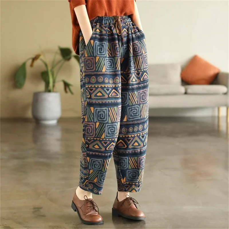 

Женские универсальные джинсы с высокой талией, литературные и художественные женские укороченные брюки, детские осенне-весенние свободные облегающие брюки Harlan