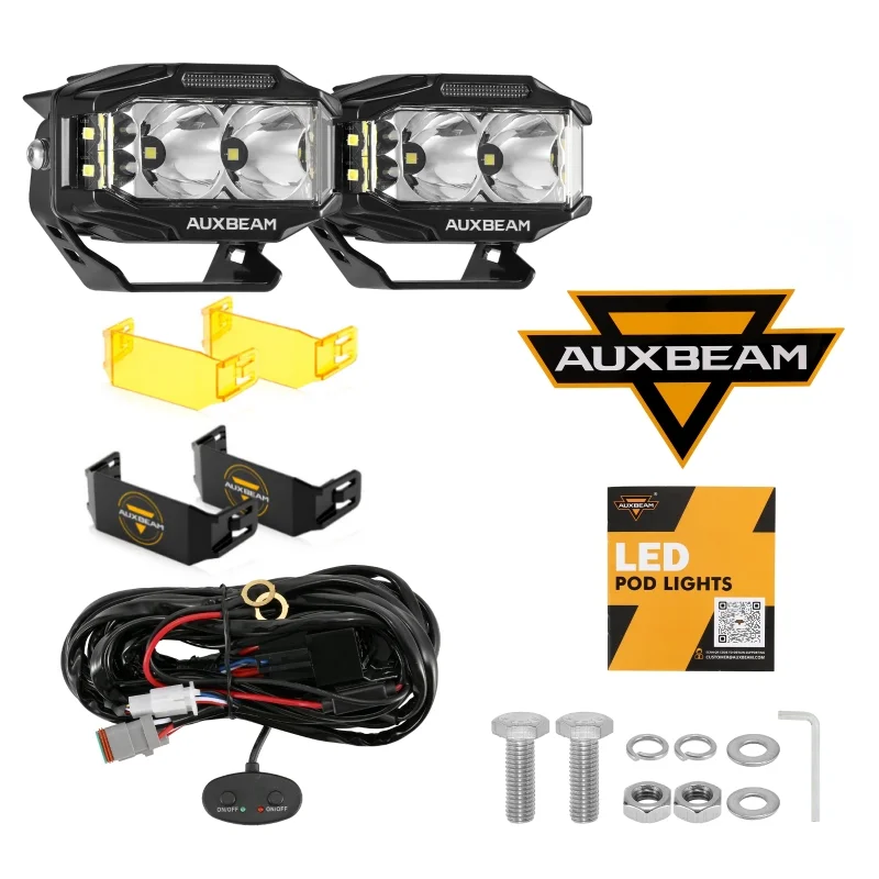 

AUXBEAM 2/4/6 шт. 4-дюймовый 72 Вт 6960LM комбинированный луч боковой шутер светодиодные прямоугольные подсветки с янтарным DRL | Серия V-MAX