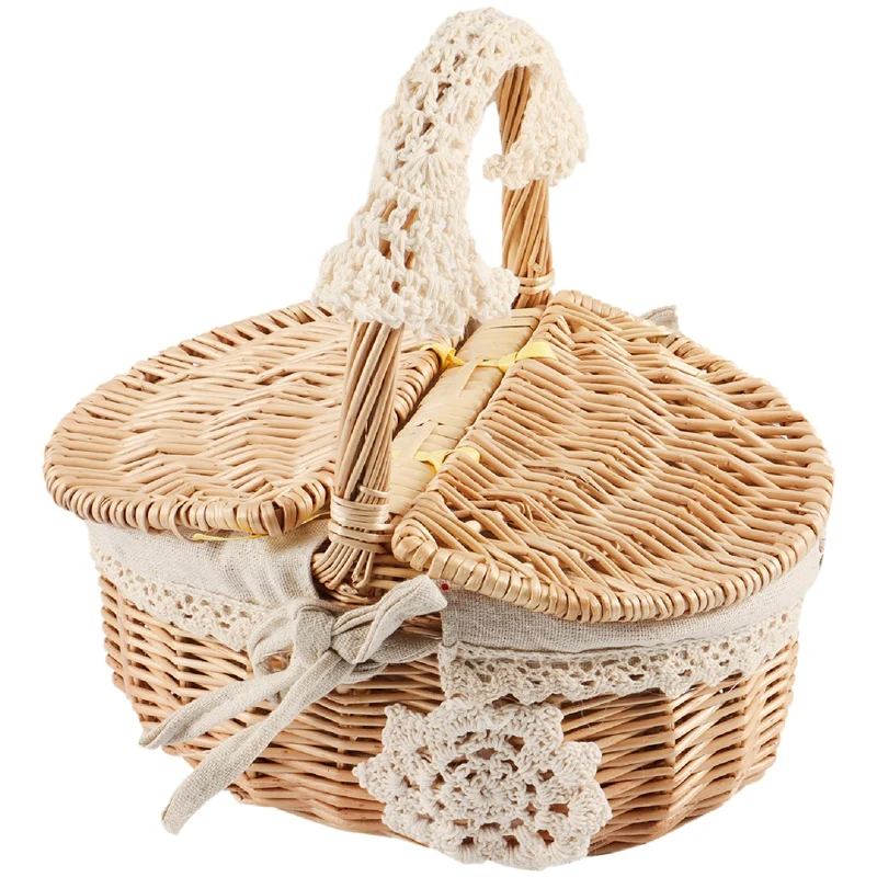 

Hand Made Wicker Basket Wicker Camping Picnic Basket Shopping Storage Hamper And Wooden Wicker Picnic Basket