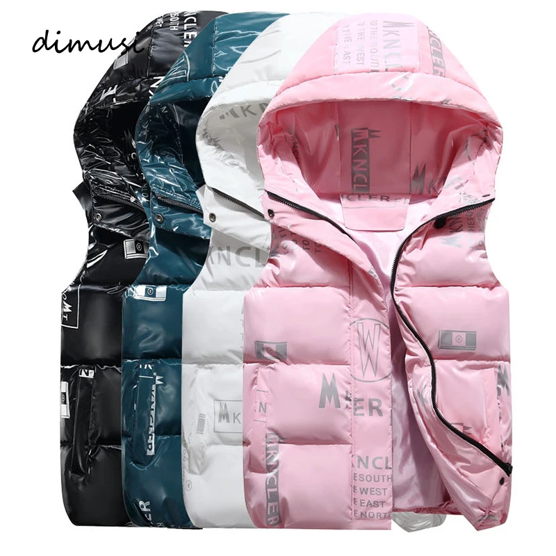 

DIMUSI Winter Men's Vests Sleeveless Jackets Male Cotton-Padded Hooded Vest Fashion Men Warm Windbreaker Waistcoats Clothing