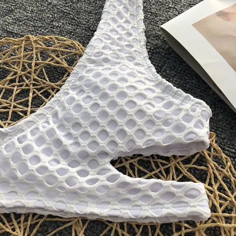 Bikini 2022 Sexy Push Up White Mesh Hollow Swimwear Swimsuit Women Bikinis Set Bathing Suit Beach Bikini Female Banadores Mujer