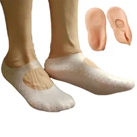1 pair gel sock silicone foot care tool feet protector pain relief crack prevention moisturize dead skin removal sock with hole