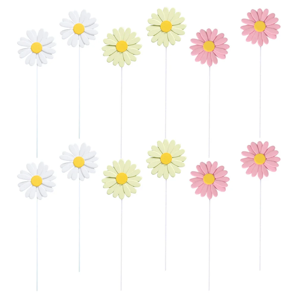 

30 Pcs White Flowers Daisy Cupcake Picks Wedding Decorations Ceremony Floral Topper Plastic Baby