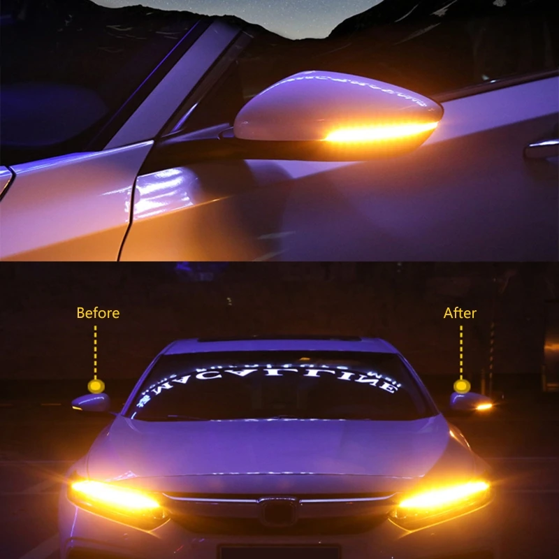 2 шт. индикаторная лампа зеркала заднего вида автомобиля DRL стримерная полоса