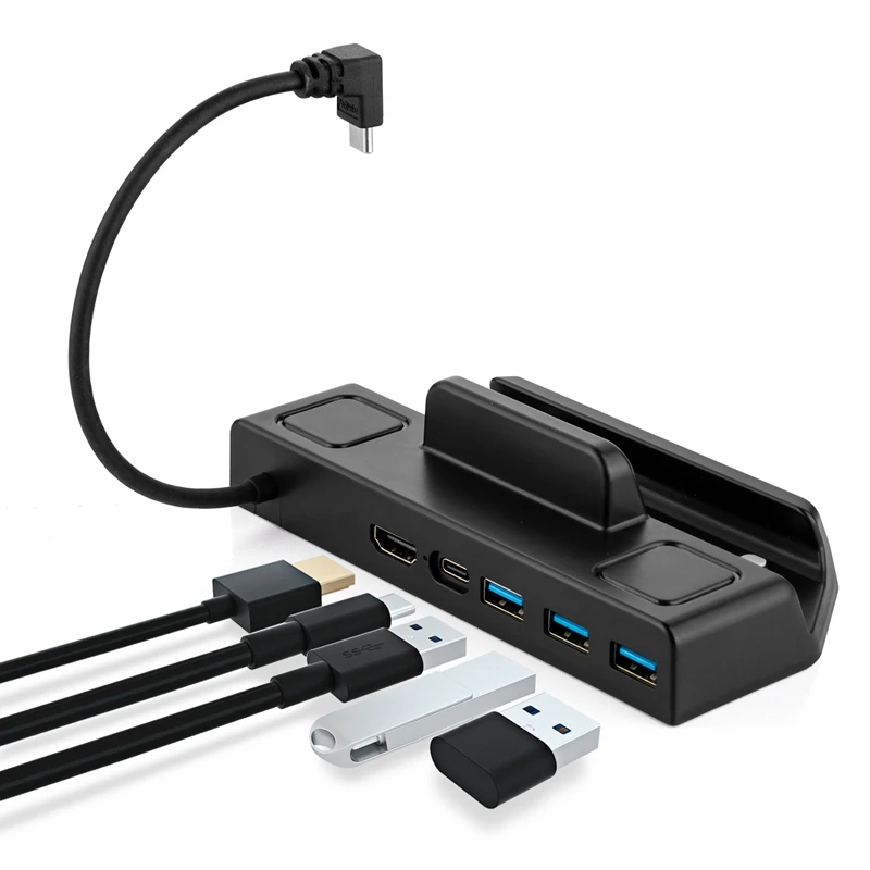 

Новая Док-станция для Steam Deck HUB USB C + 3XUSB3.0 4K 60 Гц HDMI-совместима с держателем консоли Steam Deck