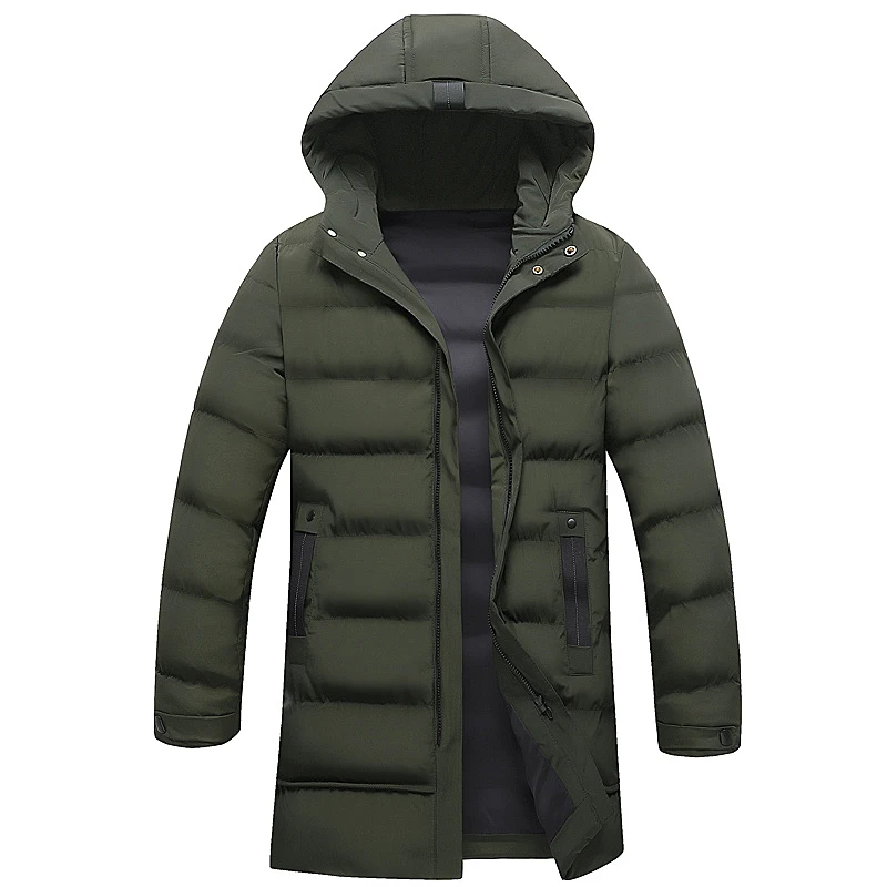 Men's winter sports cotton feather plus velvet thickening and warm new trendy cotton coat mid-length cotton jacket