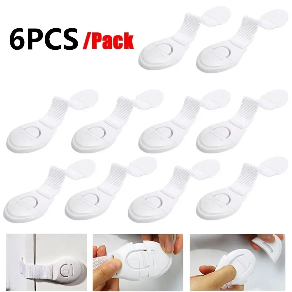 

6Pcs Safety Lock Drawer Door Cabinet Cupboard Toilet Safety Locks Baby Child Safety Care Plastic Locks Straps Baby Protection