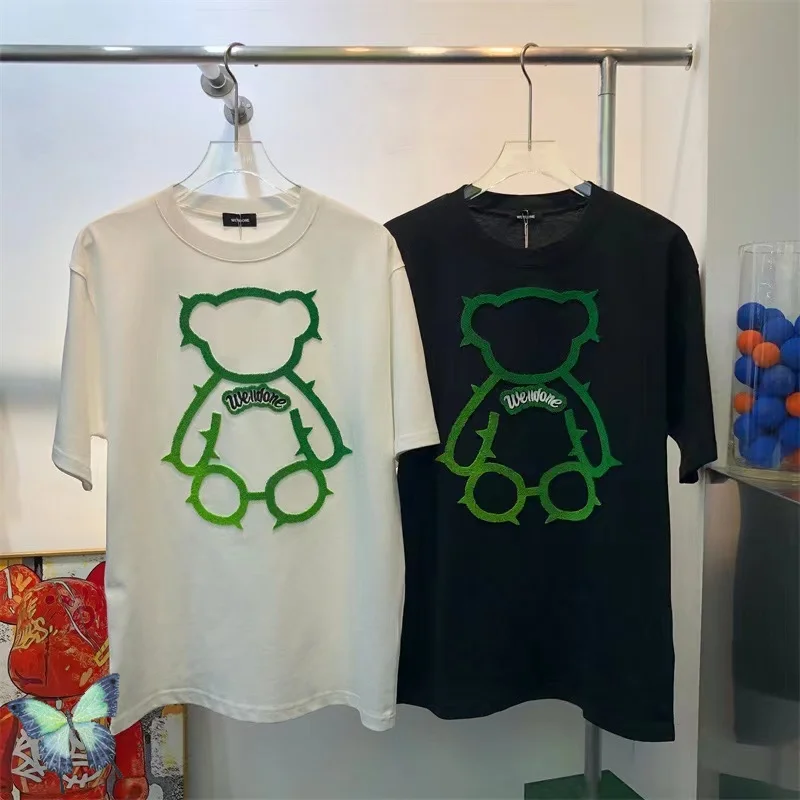 

Men Women Loose WELLDONE T Shirt WE11DONE Green Bear T-shirt