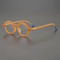 matte acetate glasses frame men color matching brand high quality retro round eyeglasses women clear lens prescription spectacle