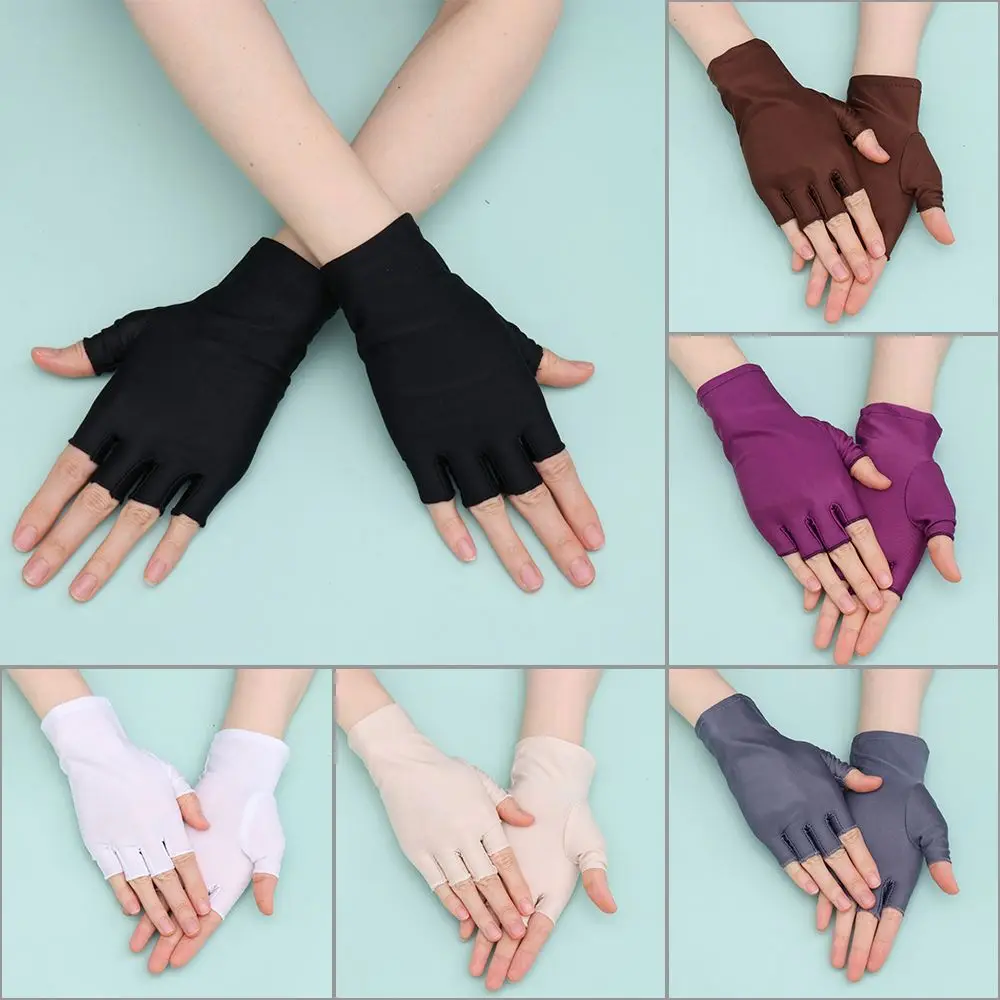 

Men/Women Thin Breathable Tight Sun Protection Summer Mittens Half Finger Gloves Sports/Driving/Biking