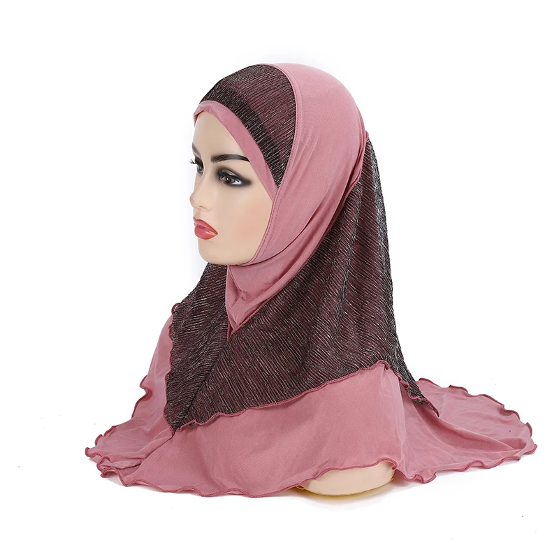 

H076 Adults or big girls medium size 70*60cm pray hijab muslim hijab scarf islamic headscarf hat amira pull on headwrap