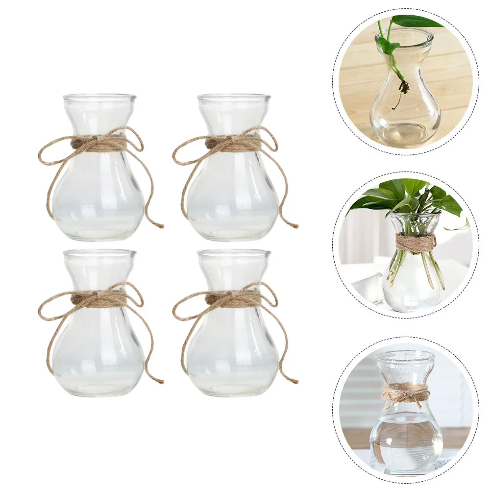 

4pcs Desktop Glass Planter Bulb Rope Glass Vase Glass Air Fern Holder Hydroponics Vase Tall Vase